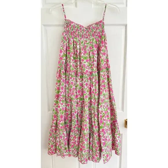 Pink City Prints Tuckernuck Rah Rah Skirt Smocked Floral Midi Maxi Candy Jaal - Picture 2 of 6